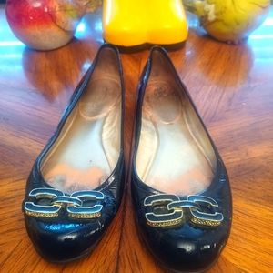 Coach black flats size 7 w/gold trim